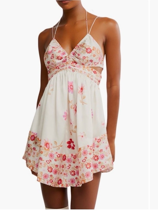 FREE PEOPLE Dresses & Skirts - NWOT FREE PEOPLE OASIS SLEEVELESS FLORAL PRINT MINI DRESS Large, Babydoll